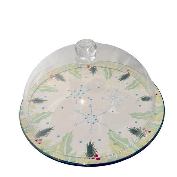 Temp-tations presentable ovenware pottery Christmas themed platter and cover. - Picture 3 of 4